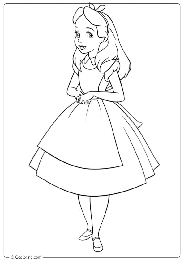 alice in wonderland coloring pages alice in dress