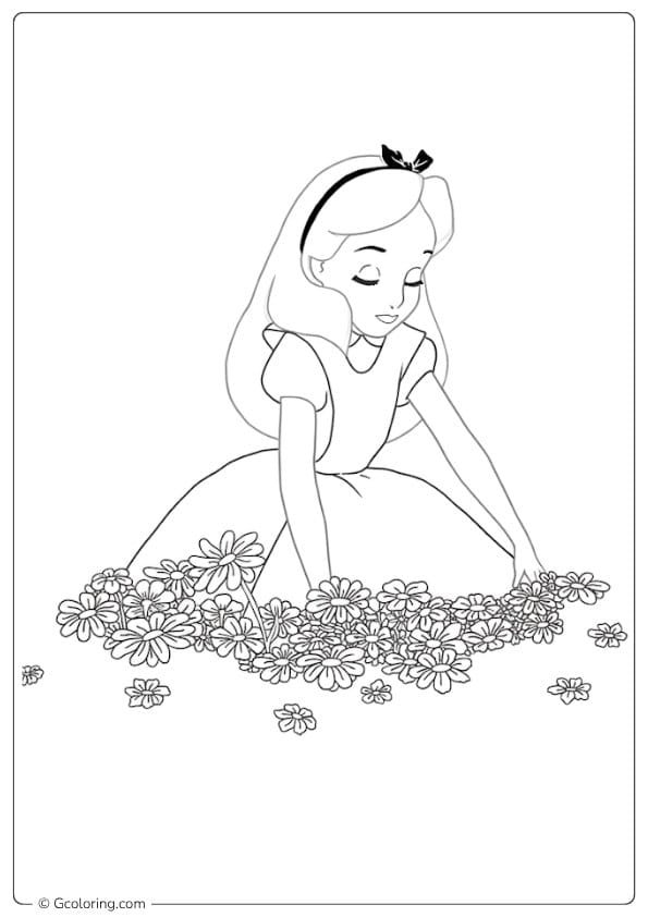 alice in wonderland coloring pages alice in flower garden