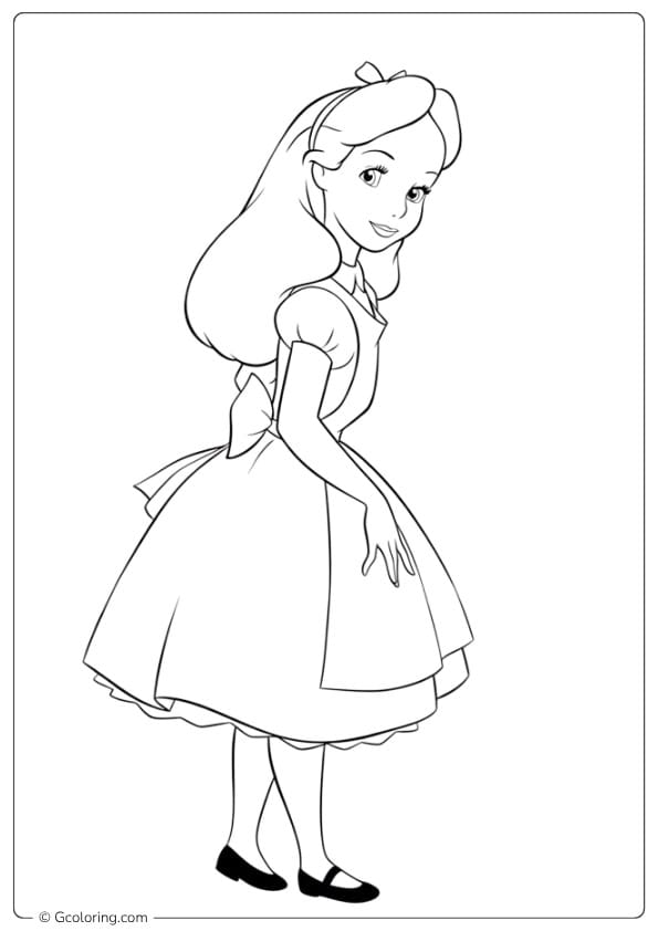 alice in wonderland coloring pages alice looking back