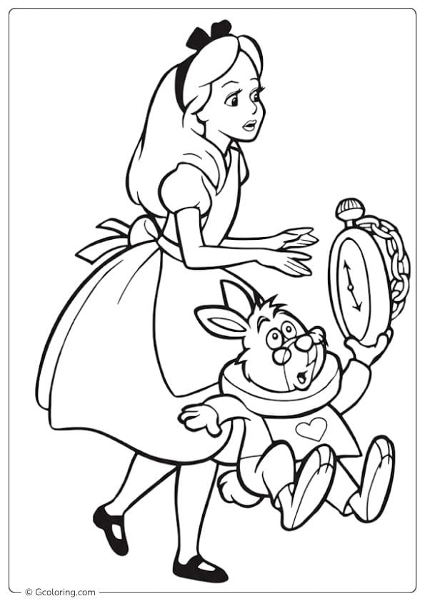 alice in wonderland coloring pages late for a very important date
