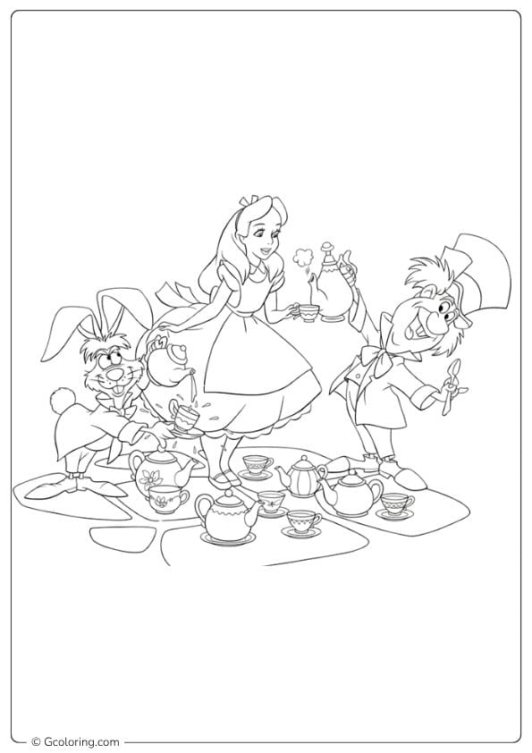 alice in wonderland coloring pages mad tea party