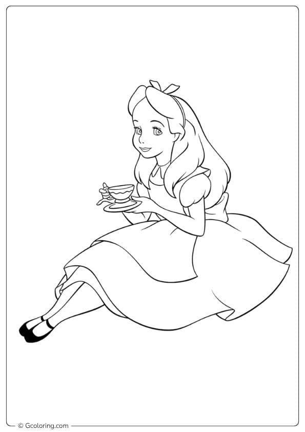 alice in wonderland coloring pages tea time