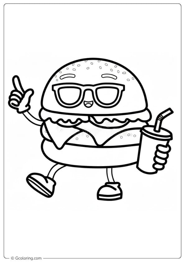 burger coloring pages cool burger with drink