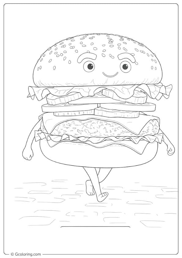 burger coloring pages walking burger