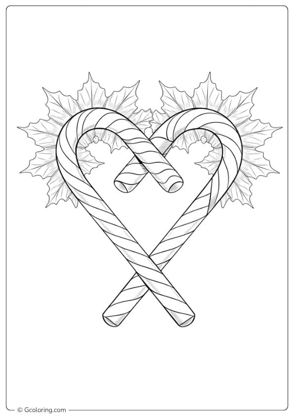 coloring pages candy canes candy cane heart with holly