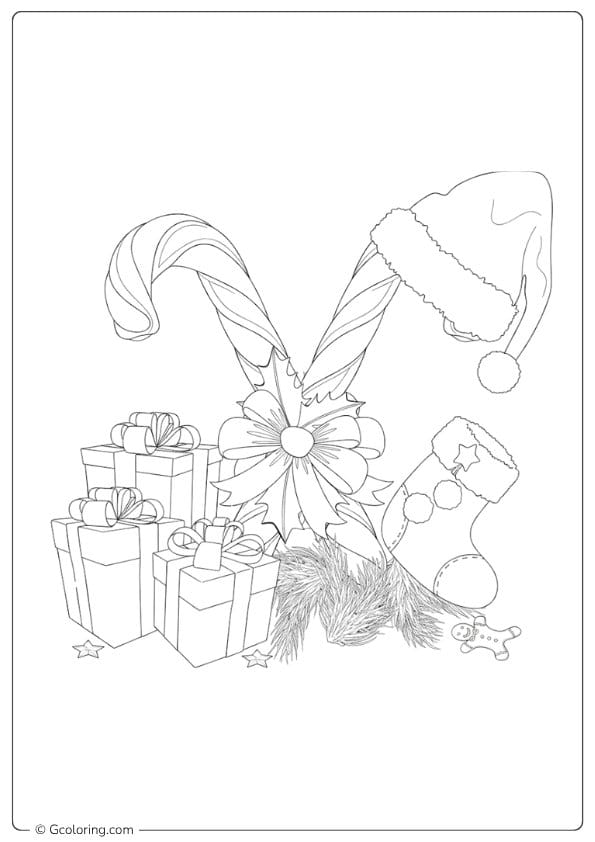 coloring pages candy canes christmas candy canes and gifts