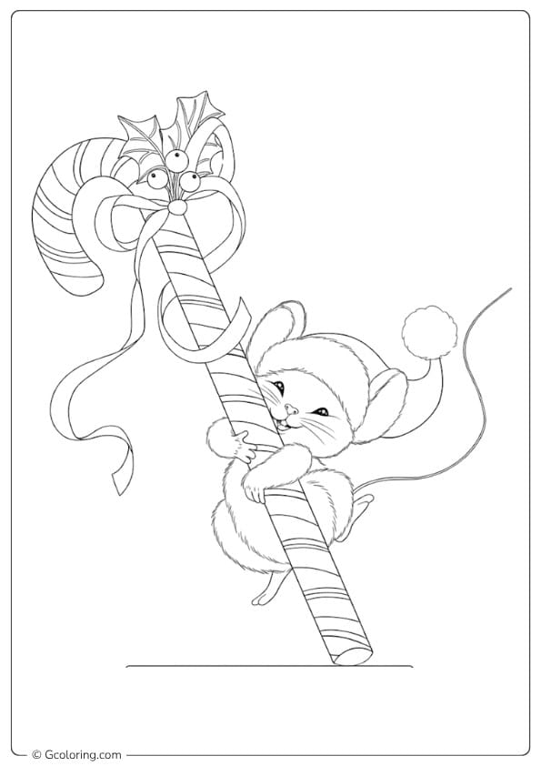 coloring pages candy canes christmas mouse and candy cane