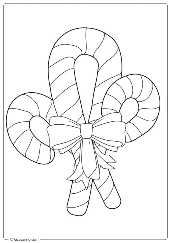 coloring pages candy canes three candy canes with bow