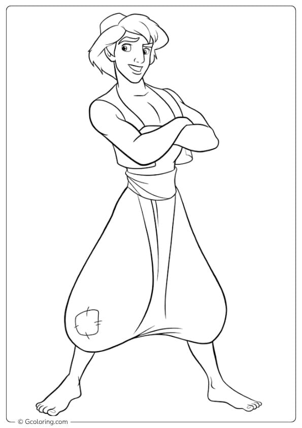 disney coloring pages aladdin crossed arms
