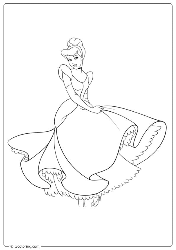 disney coloring pages cinderella in ballgown