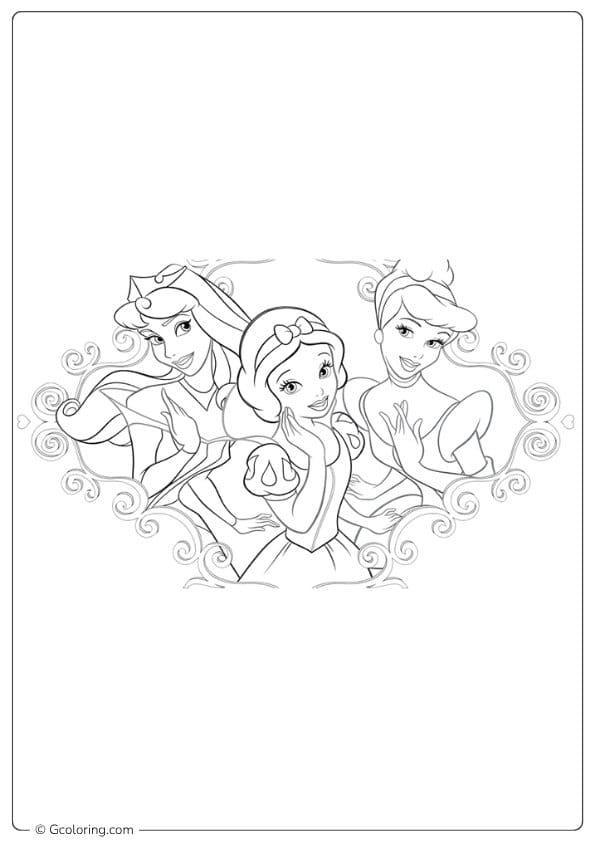 disney coloring pages classic princess frame