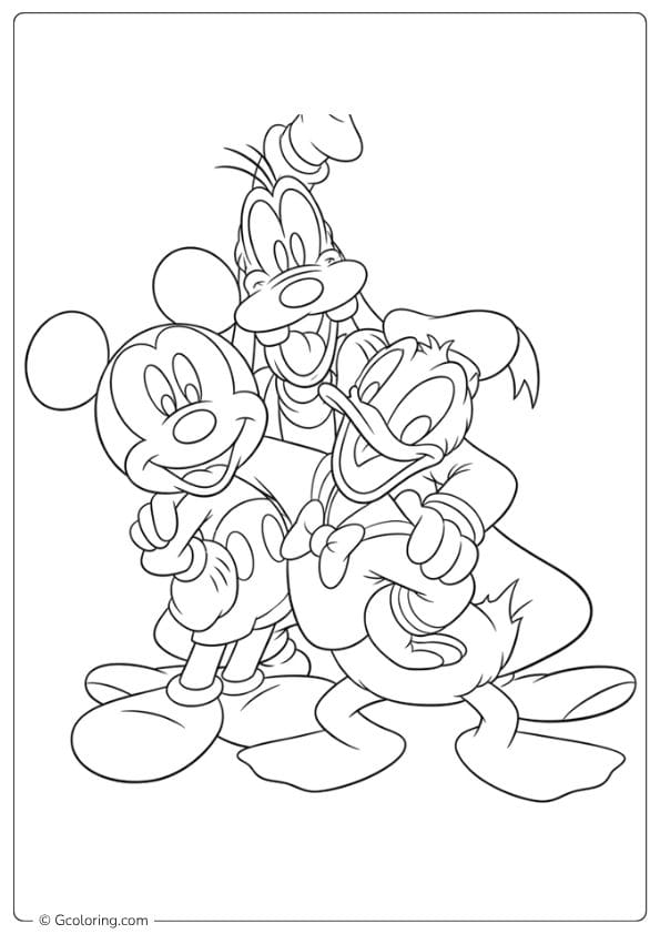 disney coloring pages mickey and friends hug
