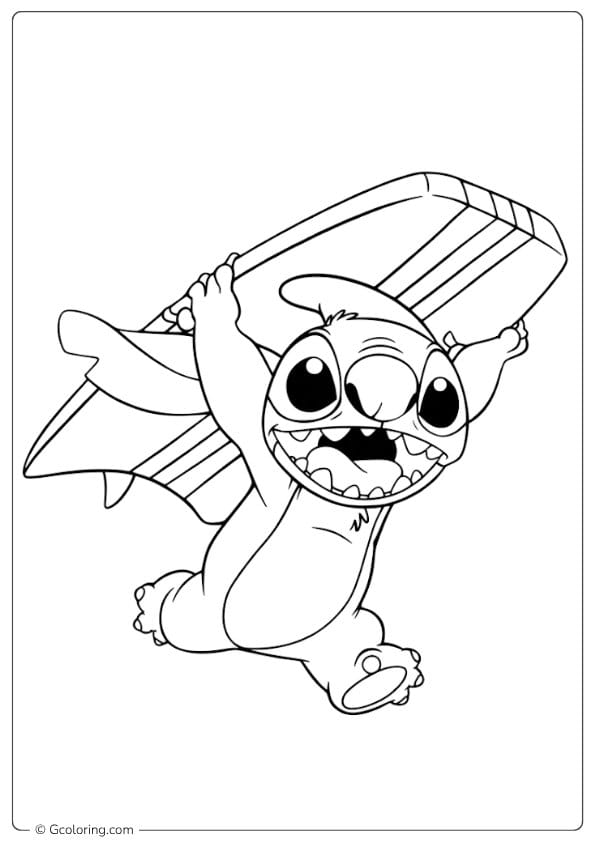 disney coloring pages stitch surfing