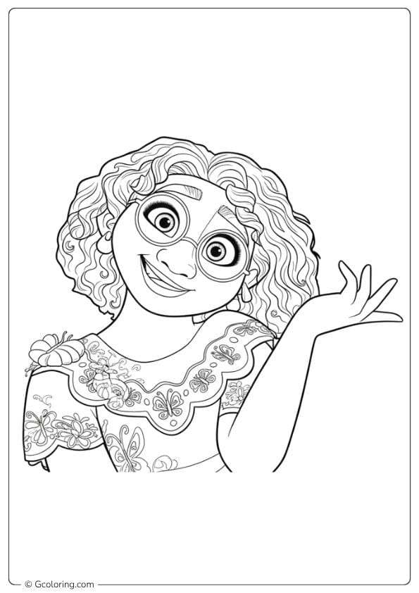 encanto coloring pages mirabel with hand out