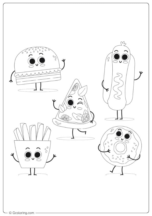 food coloring pages cartoon fast food characters