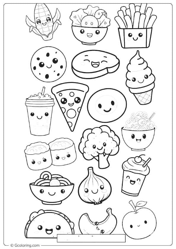food coloring pages collection of cute foods