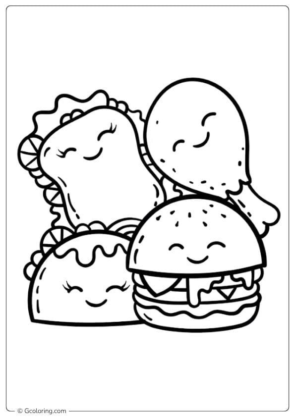 food coloring pages cute fast food items