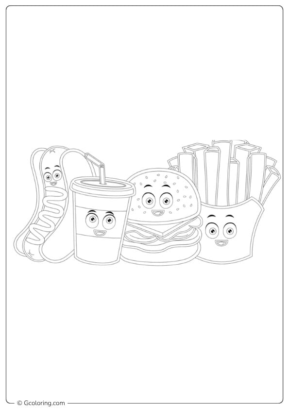 food coloring pages fast food friends
