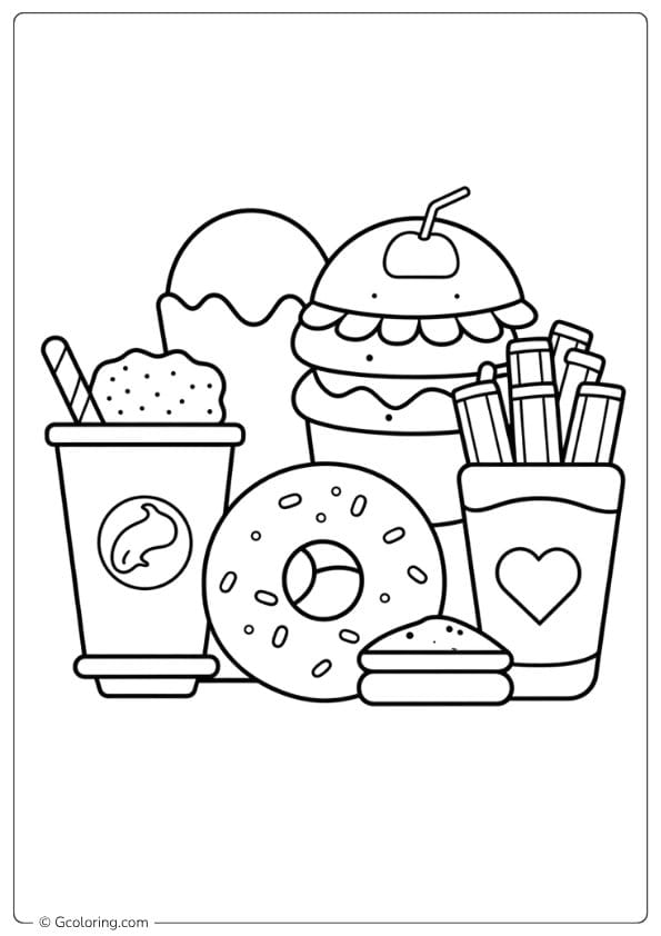 food coloring pages fast food meal
