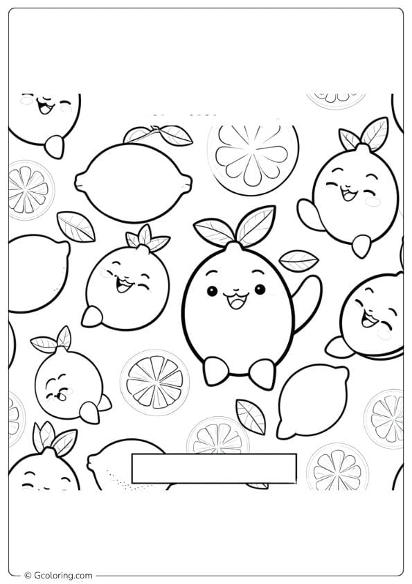 lemon coloring page cute lemon pattern