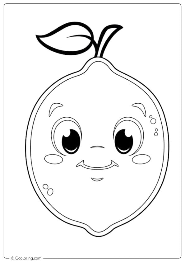 lemon coloring page cute smiling lemon