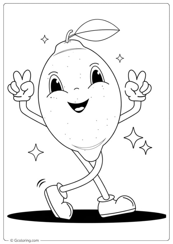 lemon coloring page dancing lemon