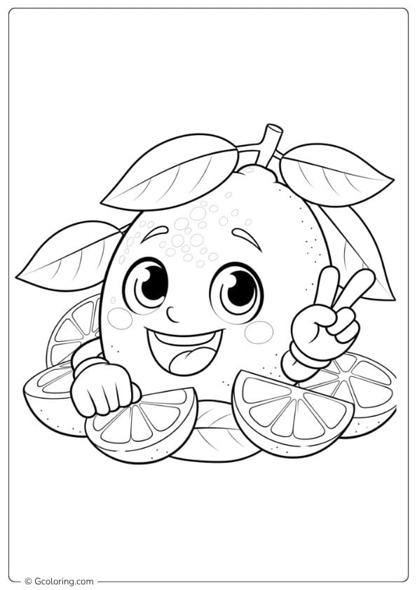 lemon coloring page lemon with peace sign