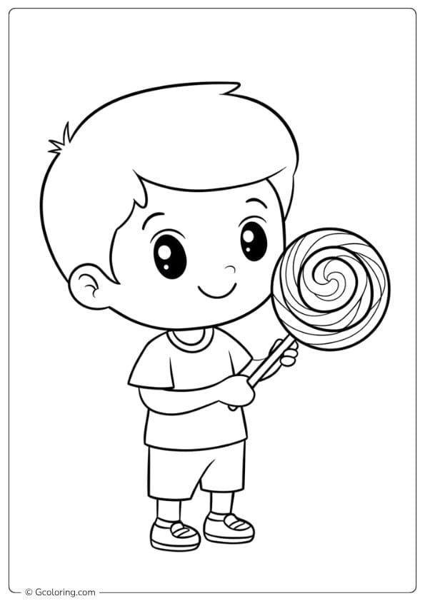 lollipop coloring page boy with a lollipop