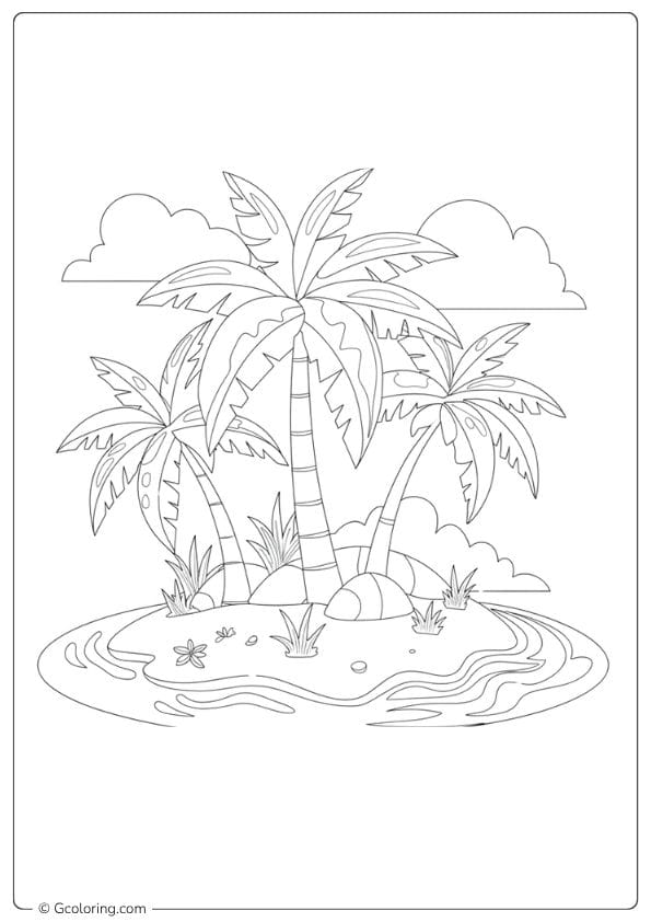palm tree coloring pages tropical island
