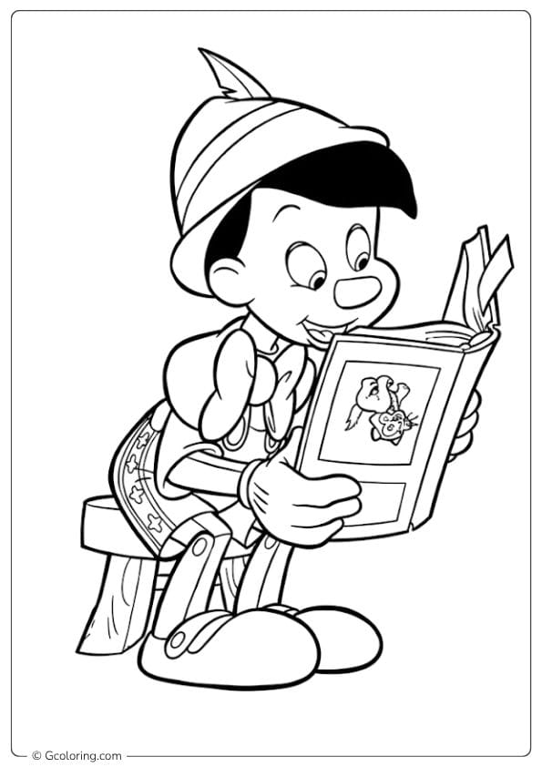 pinocchio coloring pages pinocchio reading