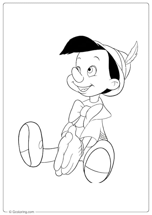 pinocchio coloring pages pinocchio sitting and smiling