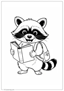 Raccoon Coloring Page goes to school