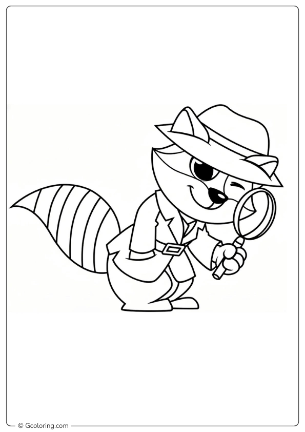 Raccoon Coloring Page Detective
