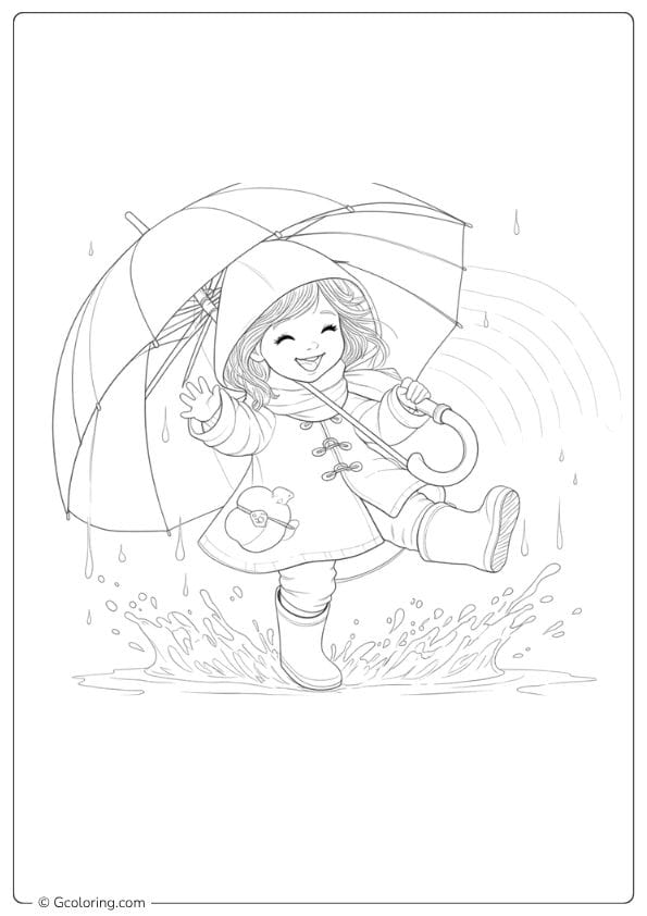 rainy day coloring pages joyful child in rain