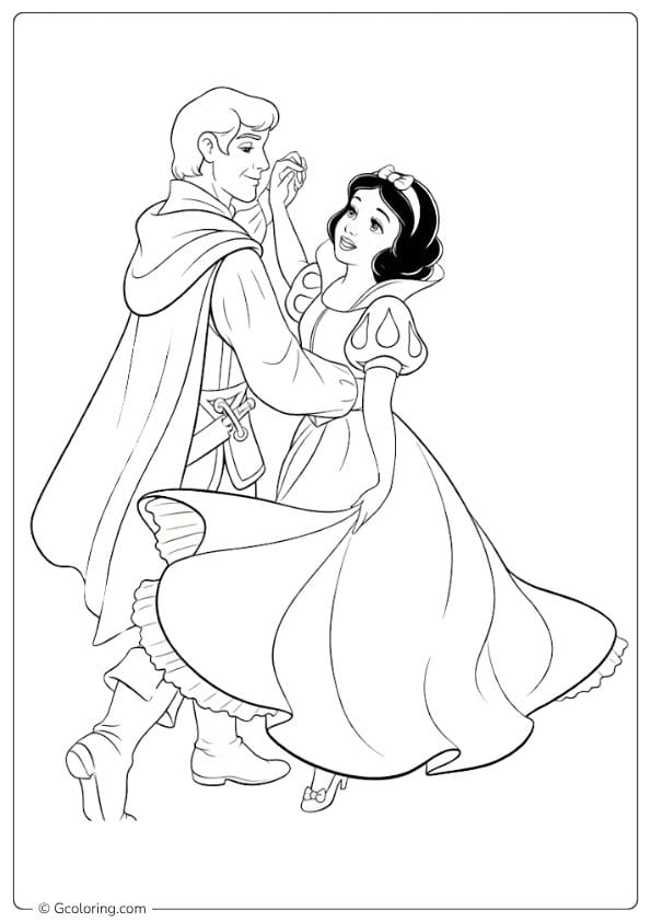 snow white coloring pages snow white and prince dancing