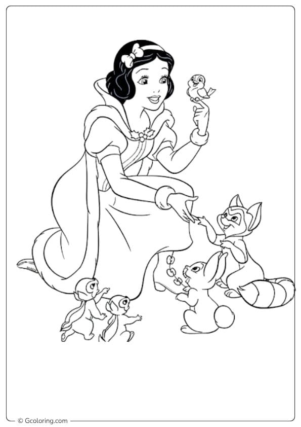 snow white coloring pages snow white and the animals