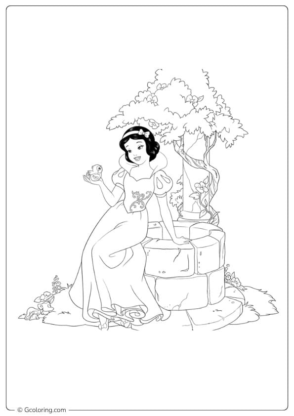snow white coloring pages snow white at the wishing well