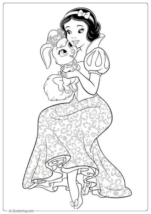 snow white coloring pages snow white holding a bunny