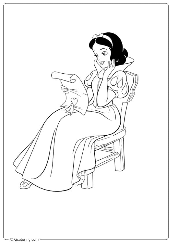 snow white coloring pages snow white reading a letter