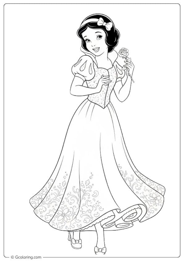 snow white coloring pages snow white with a rose