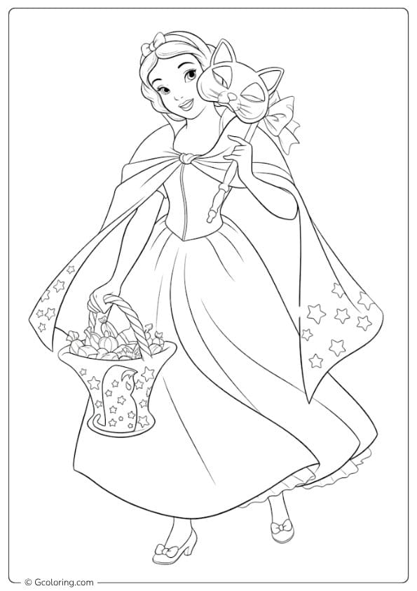 snow white coloring pages snow white with basket and mask