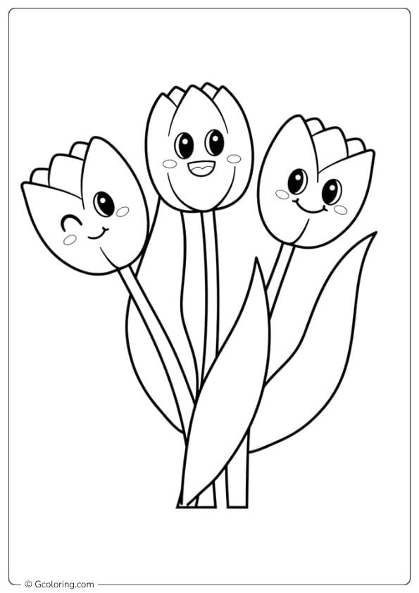 tulip coloring pages cheerful tulips