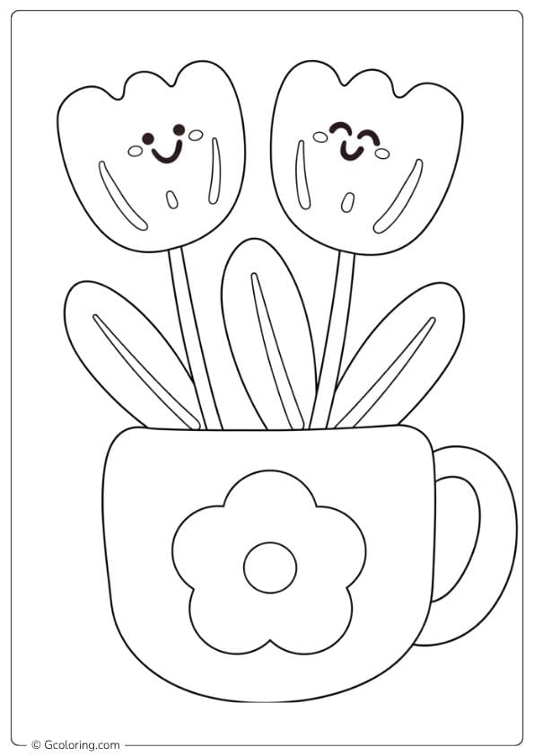 tulip coloring pages tulips in a mug