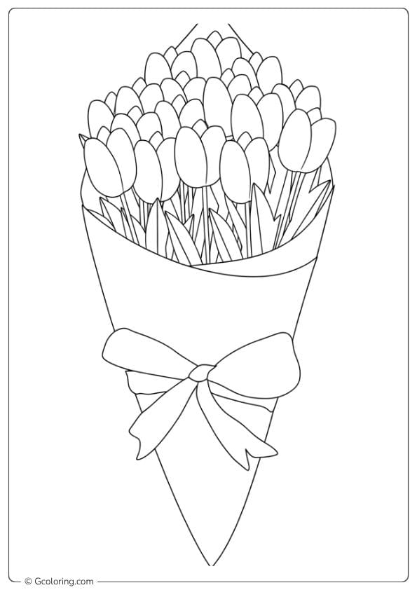 tulip coloring pages wrapped tulip bouquet