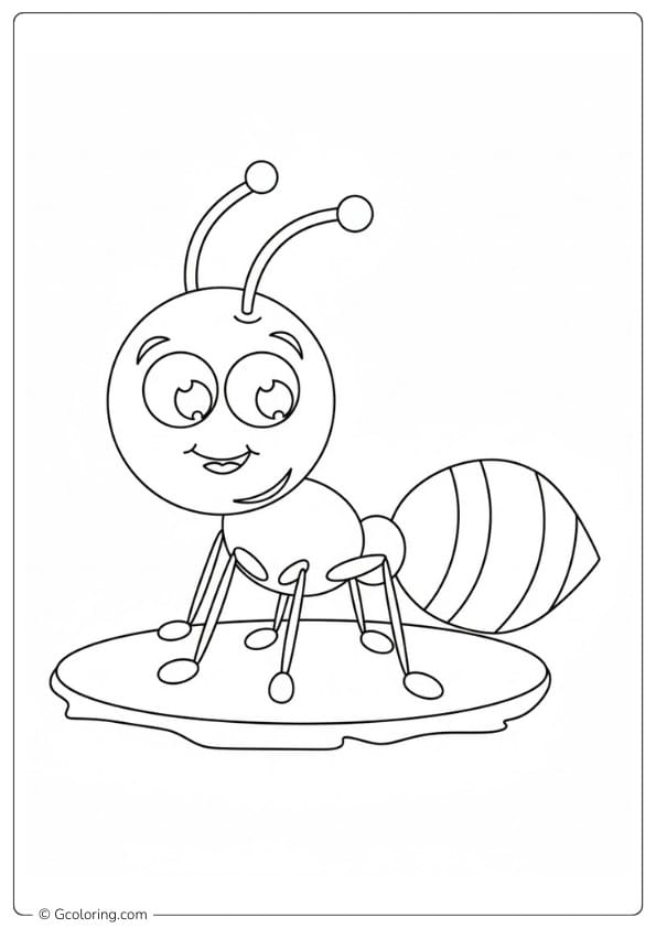 Ant coloring page ant sitting on a leaf