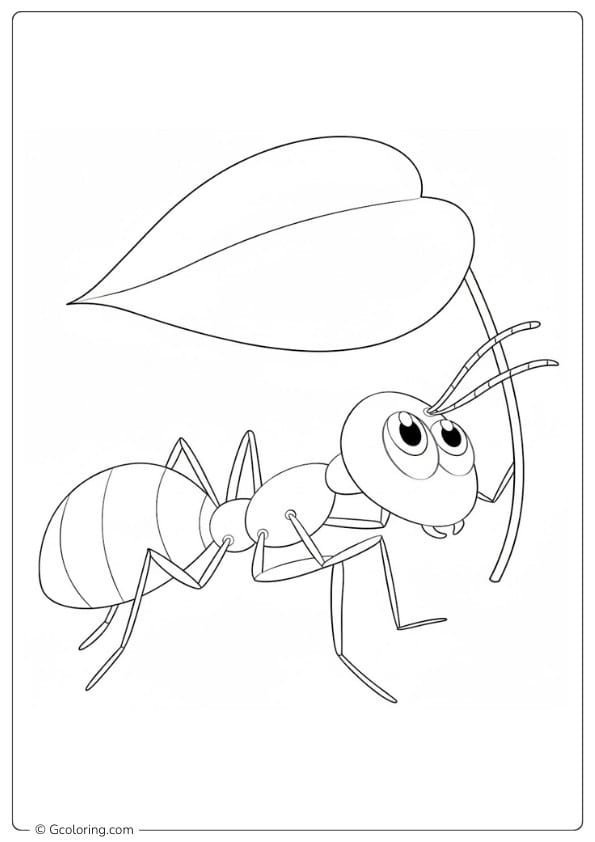 Ant coloring page baby ant cute cartoon style