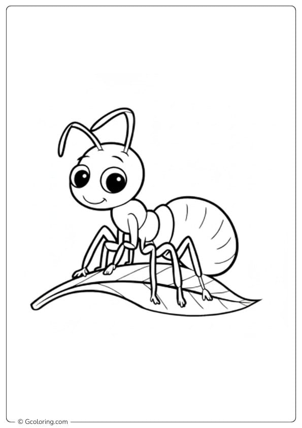 Ant coloring page friendly ant with big eyes