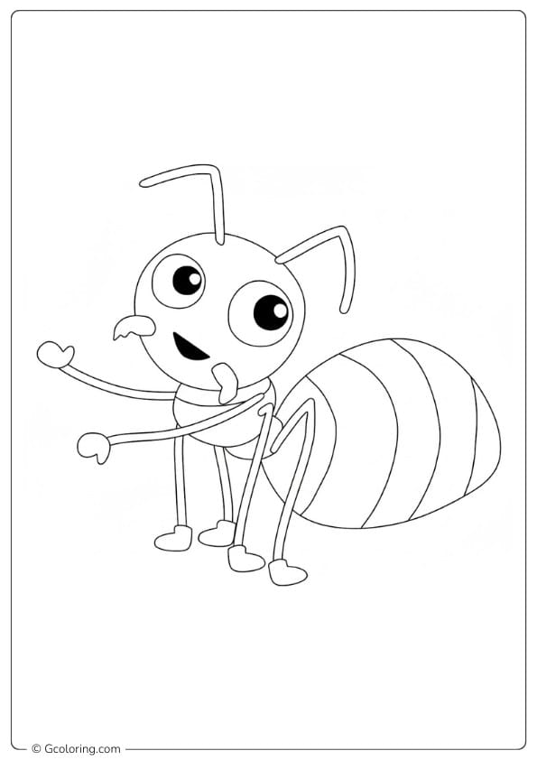 Ant coloring page funny ant standing with hands on hips