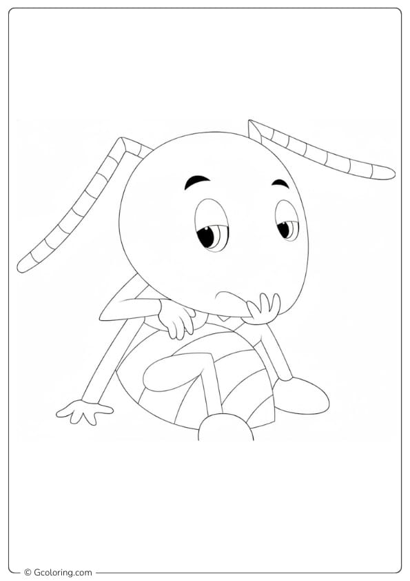 Ant coloring page shy ant sitting pose