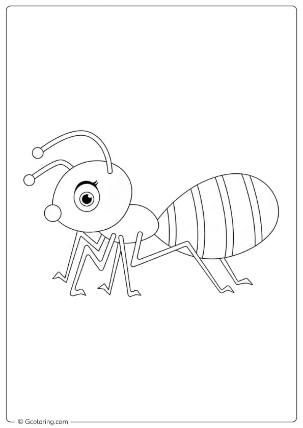 Ant coloring page simple ant outline drawing
